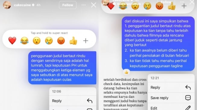 Nadin Amizah was-was dituntut buntut protes lagunya digunakan judul Film Bertaut Rindu. [Instagram]