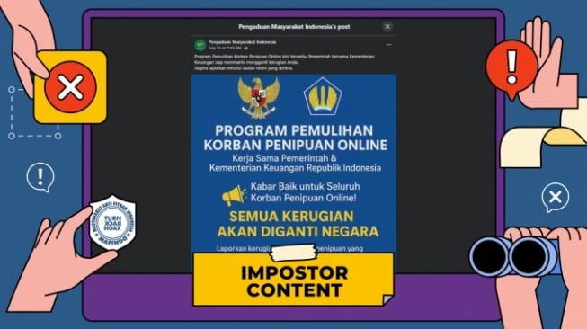 CEK FAKTA, Program Pemulihan Korban Penipuan Online dari Kemenkeu, Benarkah Ada. [TurnBackHoax.id]