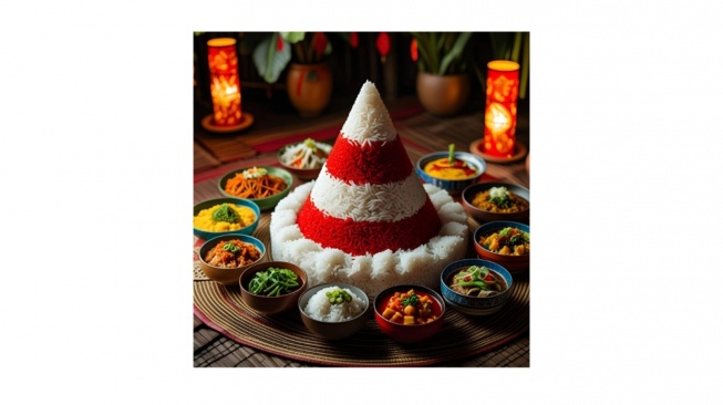 Tumpeng Merah Putih (AI, Canva Design)