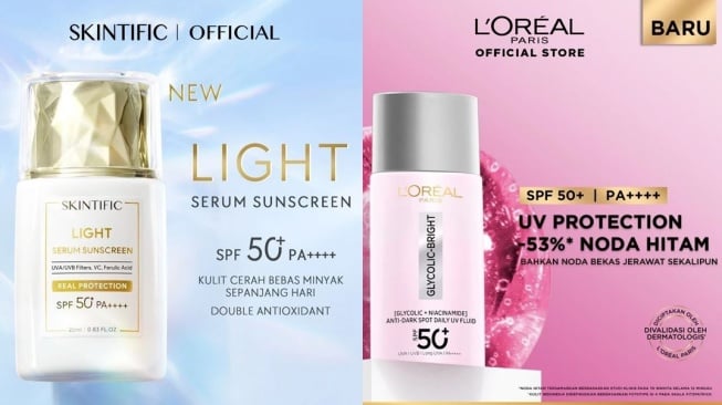 Rekomendasi sunscreen untuk flek hitam. (Kolase Shopee)