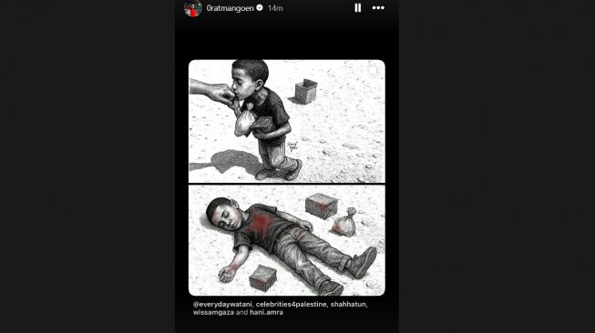 Penyerang Timnas Indonesia, Ragnar Oratmangoen mengunggah konten soal dukungan terhadap Palestina. [Dok. Tangkapan layar IG/@0ratmangoen]