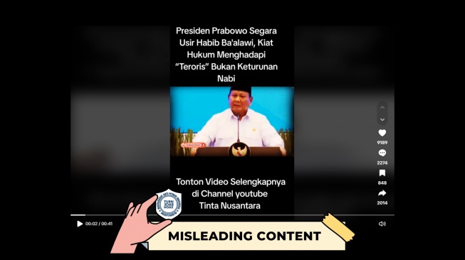 CEK FAKTA, Viral Video Prabowo Usir Habib Keturunan Nabi. [TurnBackHoax.id]