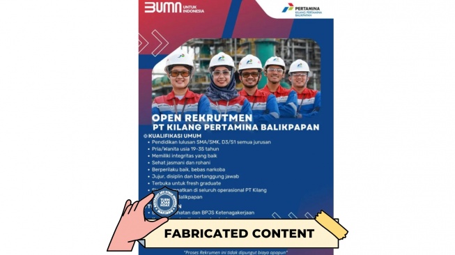 CEK FAKTA, Viral Loker PT Pertamina di TikTok, Beneran atau Tipuan. [TurnBackHoax.id]