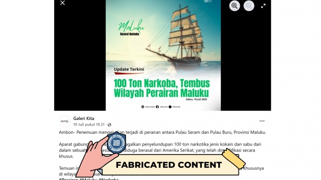 CEK FAKTA, Info 100 Ton Narkotika Masuk dari Kapal Pesiar Hanyalah Rekayasa. [TurnBackHoax.id]