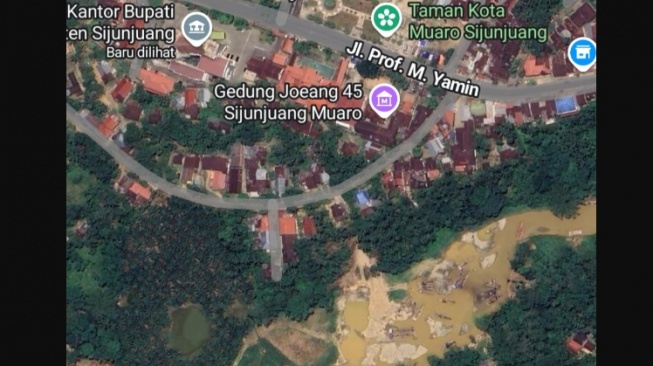Miris! Tambang Ilegal di Kuantang Singingi Terekam Satelit Google, Sungai Keruh Bak Comberan