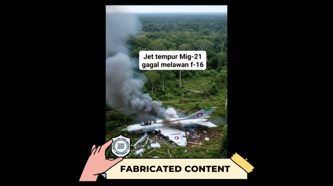 CEK FAKTA, Klaim MiG-21 Kamboja Jatuh Usai Duel dengan F-16 Thailand. [TurnBackHoax.id]