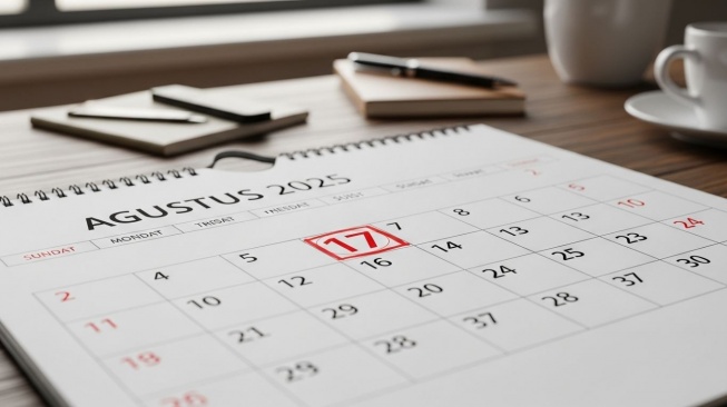 Ilustrasi kalender bulan Agustus 2025. (Google AI Studio)
