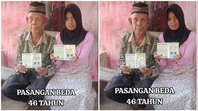 Pernikahan beda 46 tahun di Bengkulu, wajah kaku sang istri jadi sorotan (Instagram)