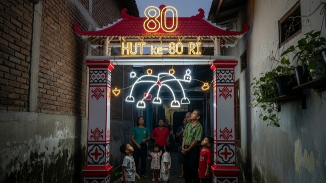 Ilustrasi gapura HUT ke-80 RI (Google Studio AI)