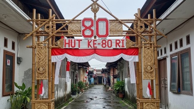 Ilustrasi gapura HUT ke-80 RI (Google Studio AI)
