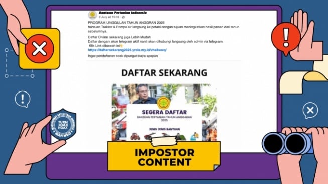 CEK FAKTA, Link Bantuan Traktor dan Pompa Air Langsung ke Petani Indonesia. [TurnBackHoax.id]