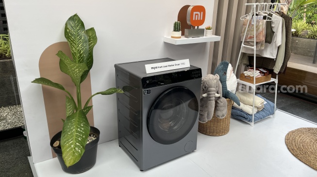 Mesin cuci Xiaomi Mijia Front Load Washer Dryer 10,5kg yang resmi meluncur ke Indonesia pada Kamis (7/8/2025). [Suara.com/Dicky Prastya]
