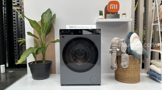 Mesin cuci Xiaomi Mijia Front Load Washer Dryer 10,5kg yang resmi meluncur ke Indonesia pada Kamis (7/8/2025). [Suara.com/Dicky Prastya]
