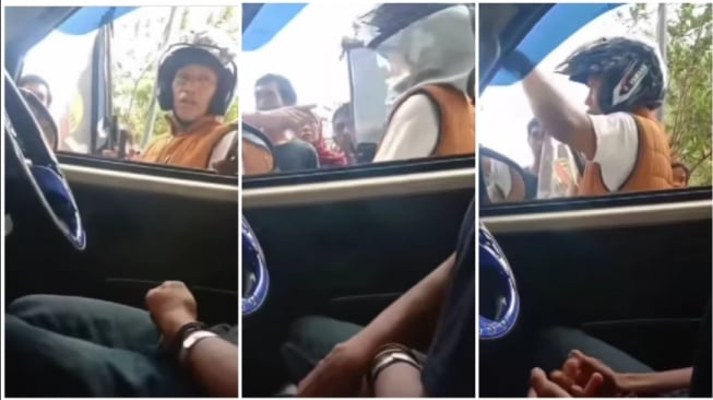 Diduga oknum aparat menampar pedagang sayur yang mengibarkan bendera One Piece (Instagram)