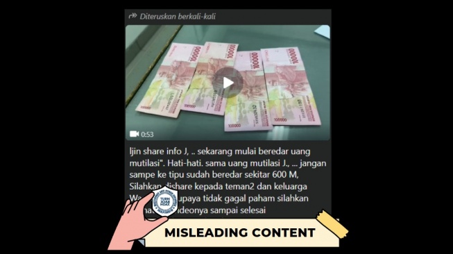 Hoaks video bernarasi uang mutilasi beredar di media sosial. [Dok. Istimewa]