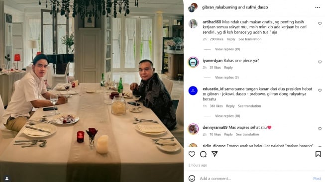 Makan Siang Gibran dan Pimpinan DPR Sufmi Dasco Jadi Sorotan, Netizen: Bahas One Piece?