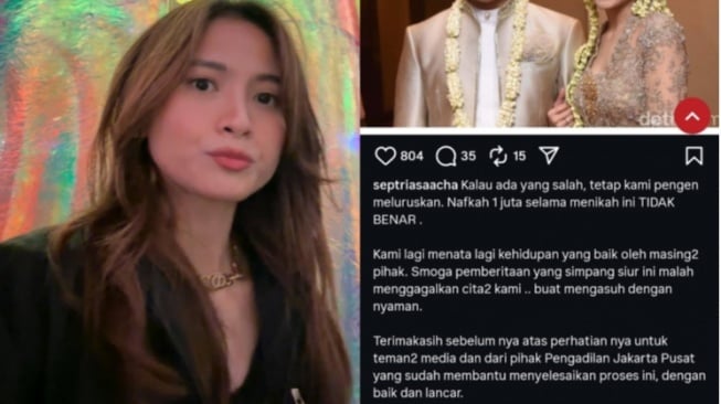 Acha Septriasa bantah kabar hanya dinafkahi Rp1 juta tiap bulan dari Vicky Kharisma. (Instagram/@septriasaacha)