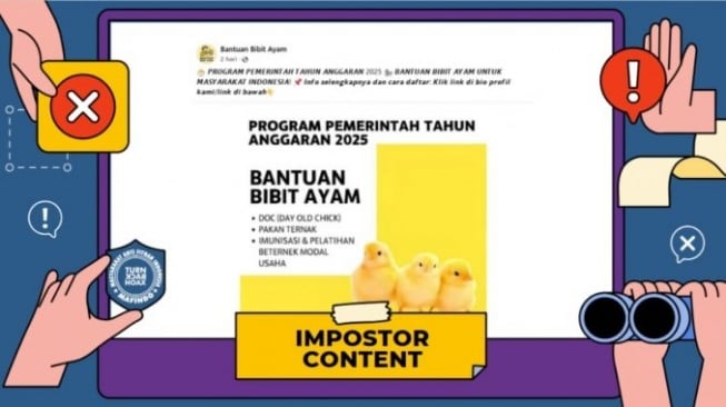 Hoaks tautan bantuan bibit ayam dari pemerintah. [Dok. Istimewa]