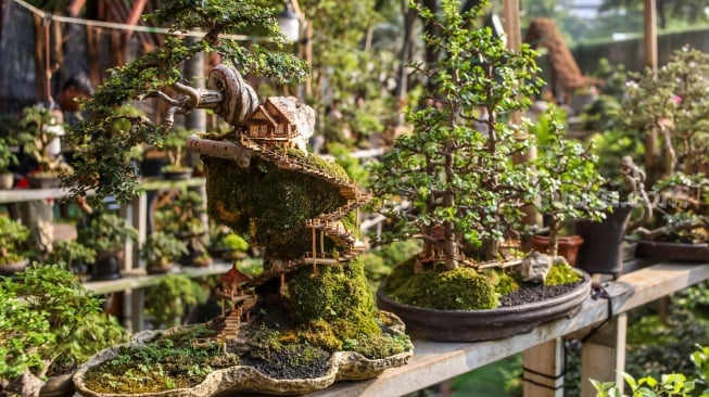 Warga mengunjungi Pameran Flora dan Fauna (Flona) Jakarta 2025 di Lapangan Banteng, Jakarta, Sabtu (9/8/2025). [Suara.com/Alfian Winanto]