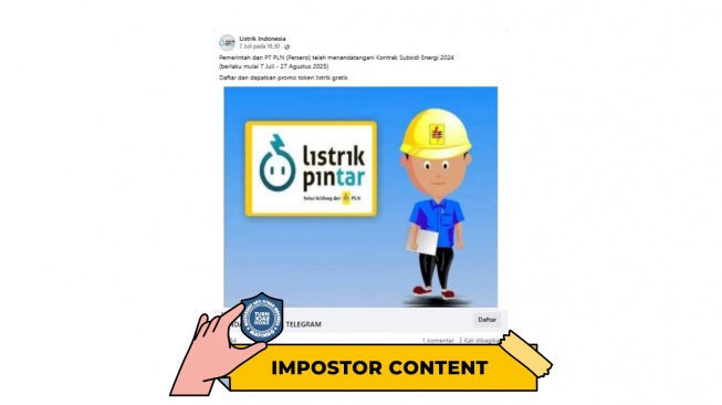 CEK FAKTA, Klaim Token Listrik Gratis dari PLN Lewat Tautan Pendaftaran. [TurnBackHoax.id]