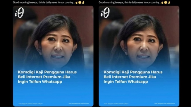 Hoaks telepon WhatsApp harus pakai internet premium. [Ist]