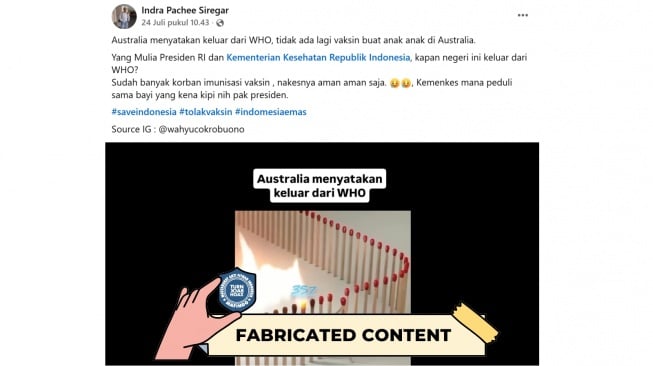 CEK FAKTA, Video Viral Australia Keluar dari WHO. [TurnBackHoax.id]