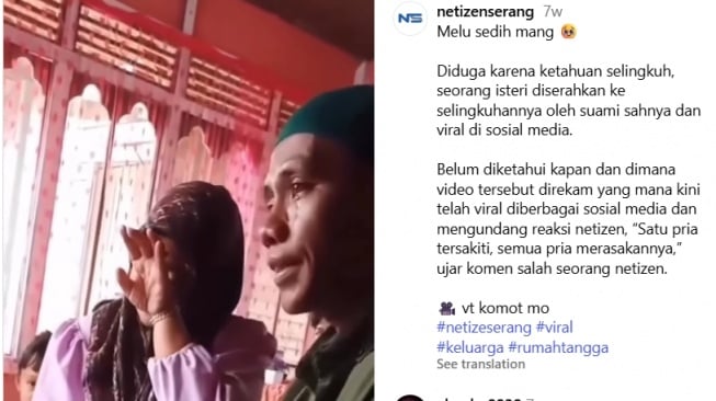 Tangkapan layar video seorang suami menyerahkan istrinya ke selingkuhan. [Instagram]