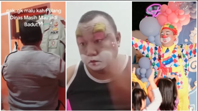 Bripka Rian Fardiansyah polisi yang mencari uang tambahan dengan menjadi badut (Instagram)