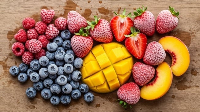 Ilustrasi buah beku. (Google AI Studio)