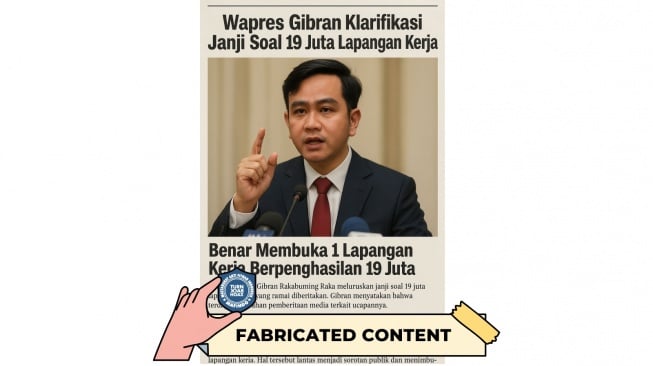 CEK FAKTA, Klaim Gibran Sebut Janji 19 Juta Lapangan Kerja Dipelintir Media, Benarkah. [TurnBackHoax.id]