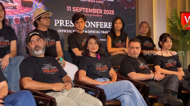 Konferensi pers film Mama: Pesan dari Neraka di kawasan Setiabudi, Jakarta Selatan pada Rabu, 13 Agustus 2025. [Suara.com/Tiara Rosana]