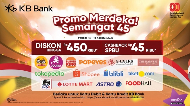 KB Bank Hadirkan Promo Semangat 45 Diskon Hingga Rp450 Ribu di HUT ke-80 RI