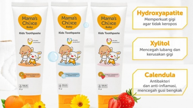 Ilustrasi pasta gigi anak 1 tahun yang aman tertelan. (Shopee)