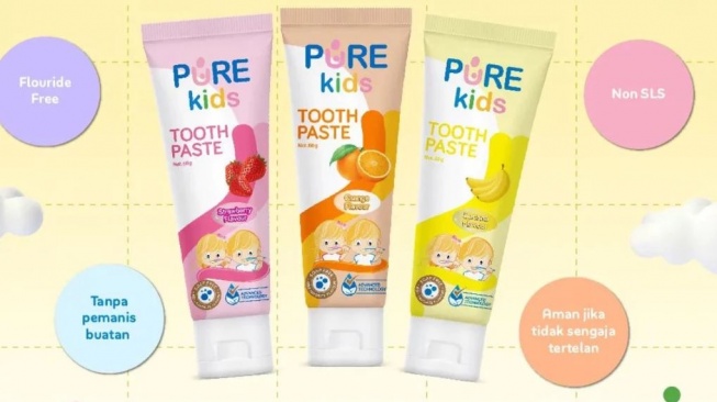 Ilustrasi pasta gigi anak 1 tahun yang aman tertelan. (Shopee)