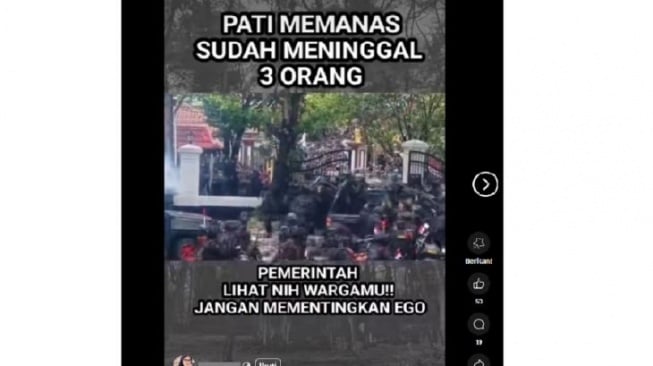 Hoaks 3 orang tewas dalam aksi demo Bupati Pati. [Dok. Istimewa]