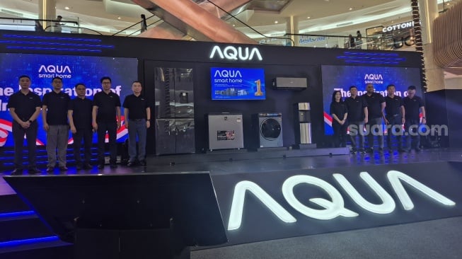 AQUA Elektronik hadirkan deretan inovasi terbaru di Jakarta, Rabu (13/8/2025). [Suara.com/Dythia]