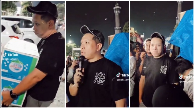 Coki Anwar beri bantuan ke warga Pati yang melakukam demontrasi menurunkan bupati Sadewo (TikTok)