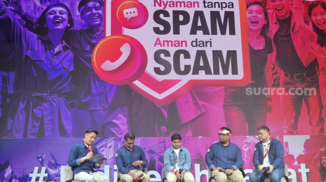 Peluncuran Fitur Tri AI: Anti-Spam dan Scam di Jakarta, Kamis (14/8/2025). [Suara.com/Dythia]