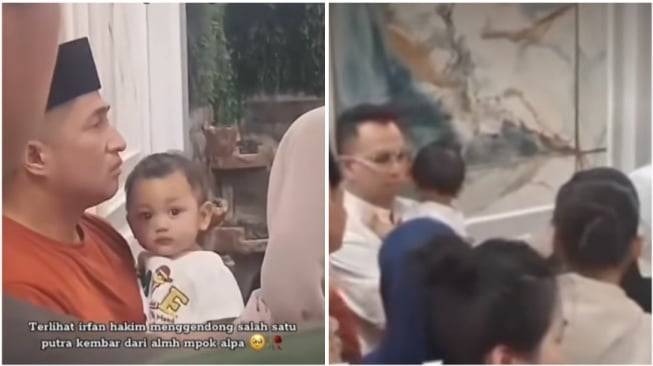 Raffi Ahmad dan Irfan Hakim menggendong salah satu bayi kembar Mpok Alpa (Instagram)