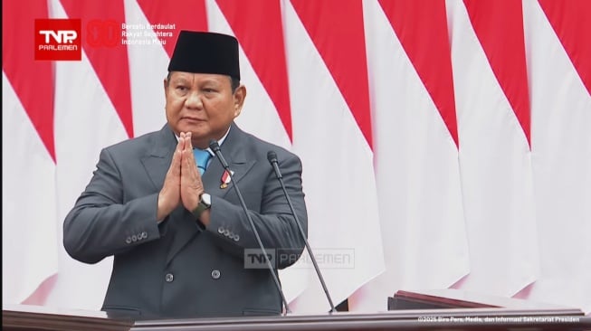 Presiden Prabowo Subianto turut melaporkan kepada Majelis Permusyawaratan Rakyat (MPR) perihal jalan mulus transisi pemerintahan dari Presiden ke-7 RI Joko Widodo ke dirinya. (tangkap layar)