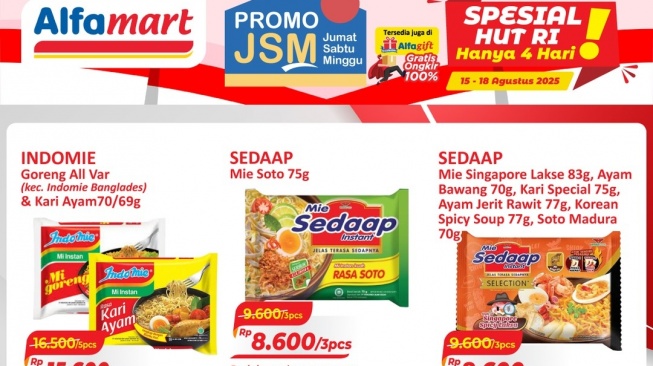 Promo JSM Alfamart Spesial Kemerdekaan 17 Agustus 2025, Mie Instan Rp8 Ribuan