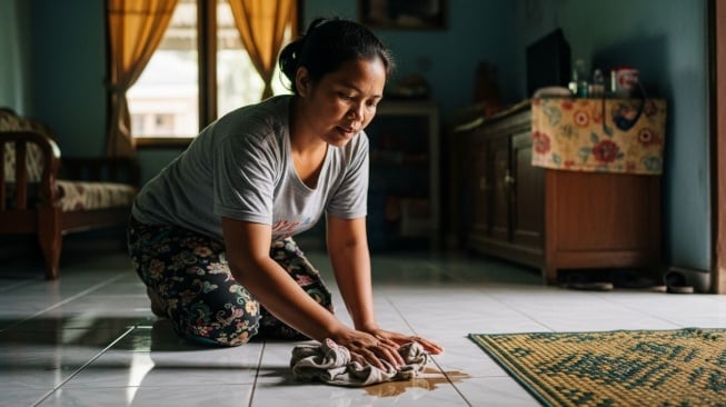 Ilustrasi baju bekas dijadikan lap. (Google AI Studio)
