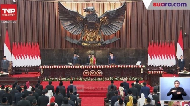 Sidang Bersama DPR-DPD RI, Kompleks Parlemen, Senayan, Jumat (15/8/2025). (tangkap layar)
