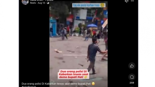 Hoaks dua polisi meninggal dalam demo Bupati Pati. [Dok. Istimewa]