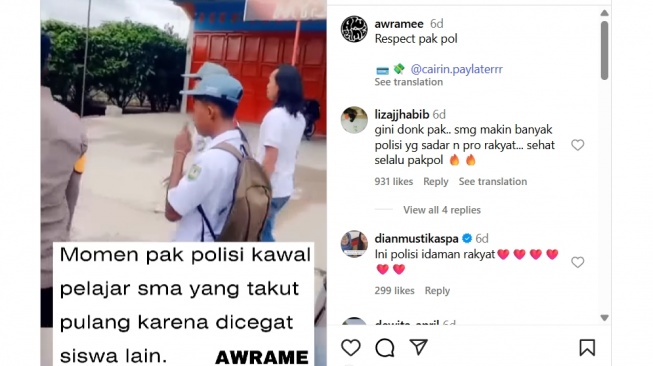 Viral! Polisi Kawal Pelajar SMA yang Takut Pulang, Aksinya Banjir Pujian Netizen