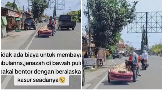 Momen memilukan saat jenazah terpaksa dibawa menggunakan bentor karena diduga tidak bisa bayar ambulance (Instagram) 