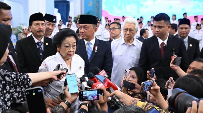 Ketua Dewan Pengarah Badan Pembinaan Ideologi Pancasila (BPIP), Megawati Soekarnoputri di Istana Negara, Jakarta, Sabtu (16/8/2025). [DOK. Biro Pers, Media, dan Informasi Sekretariat Presiden]