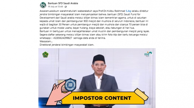 CEK FAKTA, Arab Saudi Disebut Bagi-Bagi Dana untuk Umat Islam. [TurnBackHoax.id]