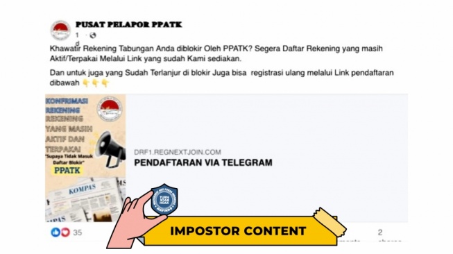 CEK FAKTA, Benarkah Harus Daftar Rekening Aktif agar Tak Diblokir PPATK. [TurnBackHoax.id]