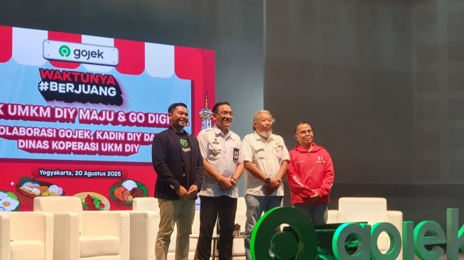 Kolaborasi Gojek dengan Dinkop UKM DIY, Pemkot Jogja, Kadin DIY untuk melakukan digitalisasi pelaku UMKM, Rabu (20/8/2025). [Hiskia/Suarajogja]